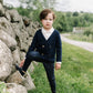 ANALOGIE NAVY DOUBLE BREASTED KNIT BLAZER