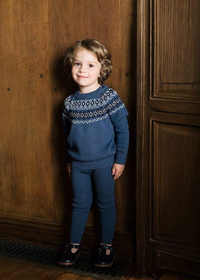 ANALOGIE BLUE HEIRLOOM KNIT SWEATER SET