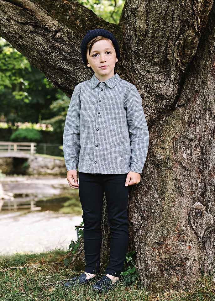 ANALOGIE BLUE PLAID COLLAR SHIRT
