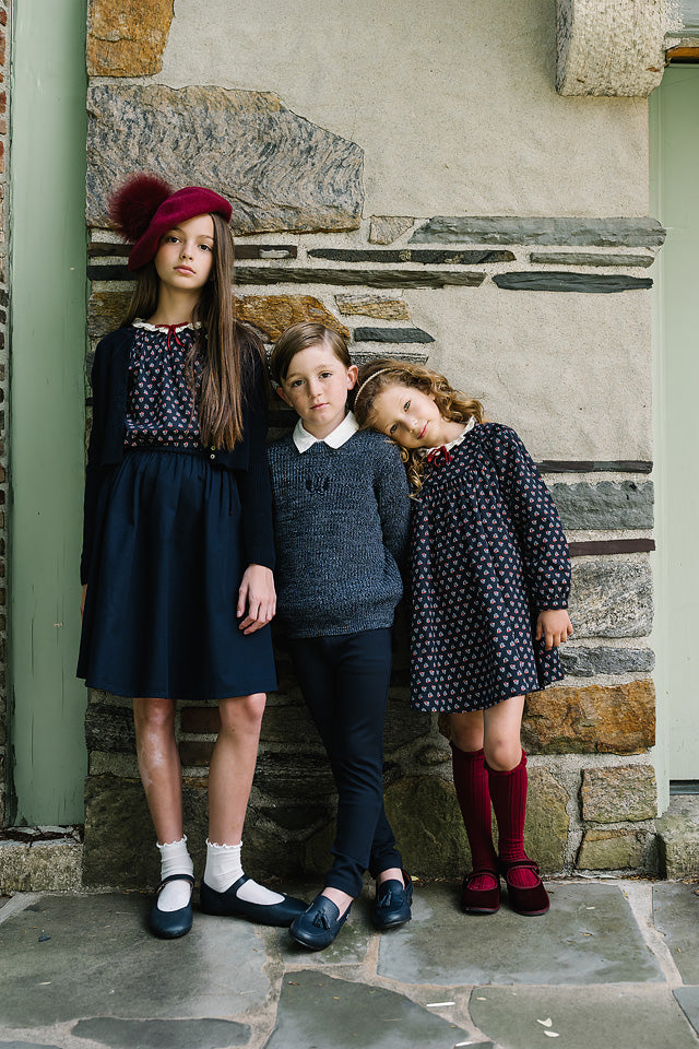 ANALOGIE NAVY MARLED CHUNKY KNIT SWEATER