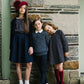 ANALOGIE NAVY PRINT HOME GARDEN LACED TRIMMED DRESS