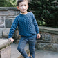ANALOGIE VINTAGE BLUE CHUNKY V NECK SWEATER