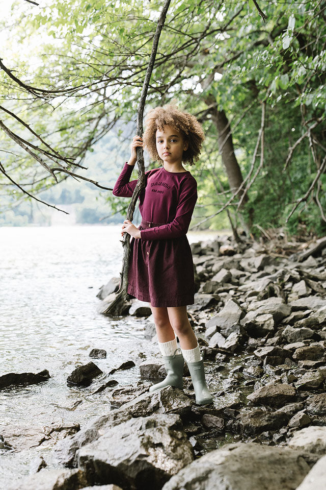 ANALOGIE BURGUNDY DENIM DAY GIRLS BOXY TEE