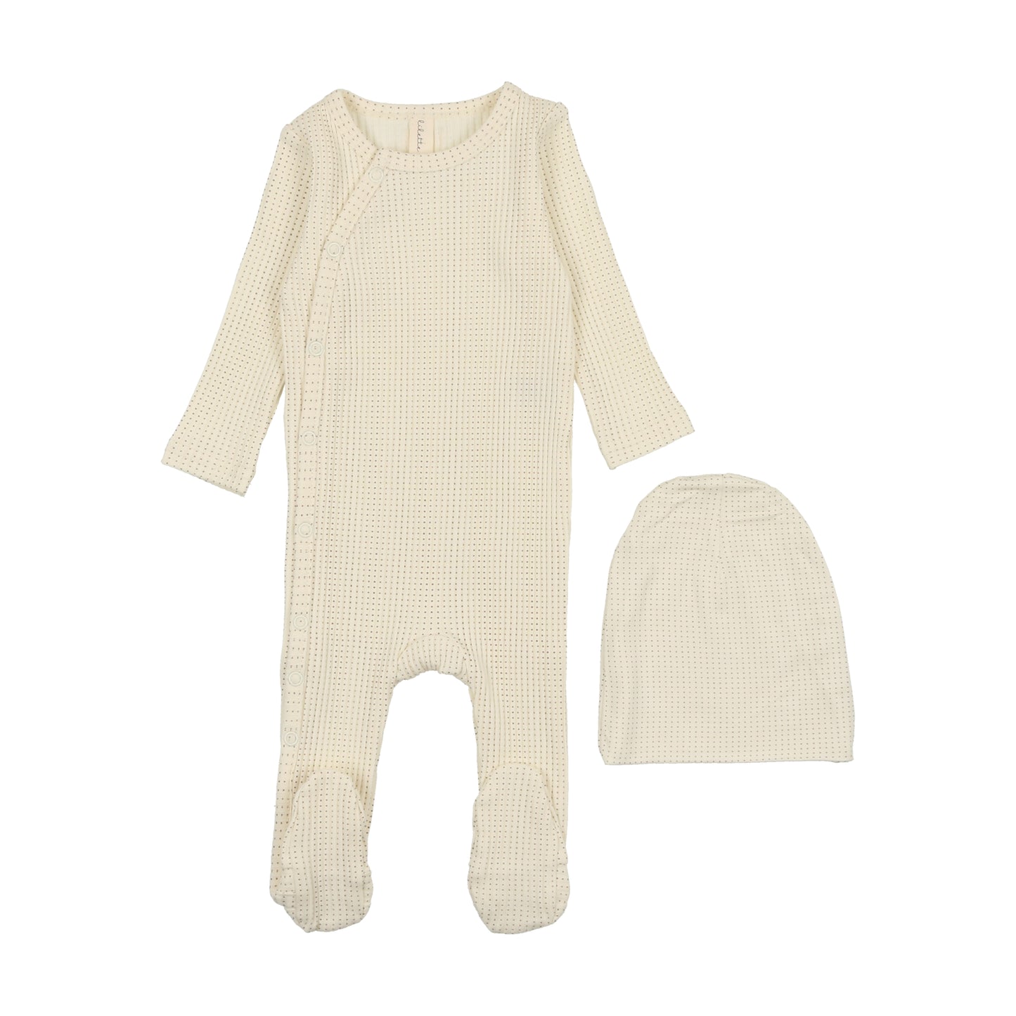 LILETTE IVORY/BLUE DOTTED SIDE SNAP FOOTIE SET [FINAL SALE]