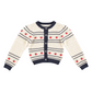 BEBE ORGANIC BEIGE/NAVY APPLE CROCHET KNIT CARDIGAN
