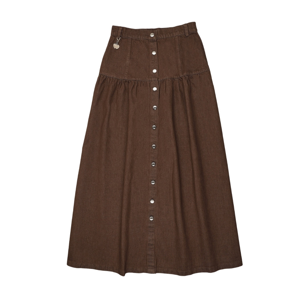 URBAN EDGE BROWN DENIM DROP WAIST SKIRT