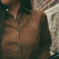 URBAN EDGE BROWN DENIM BUTTON DOWN SHIRT