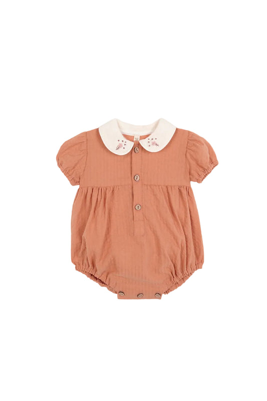 BIRINIT PETIT SALMON EMBROIDERED COLLAR ROMPER