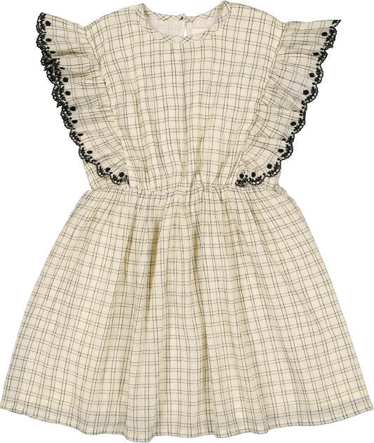 LOUIS LOUISE BEIGE/BLACK CHECKED DRESS