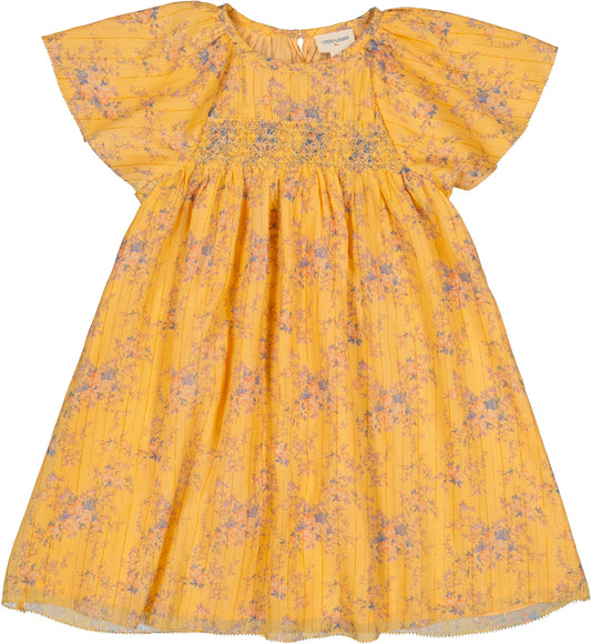 LOUIS LOUISE ORANGE FLORAL FLUTTER SLEEVE DRESS