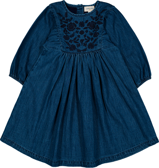 LOUIS LOUISE NAVY EMBROIDERED WAISTED DRESS