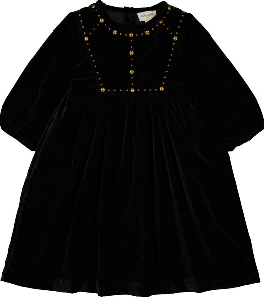 LOUIS LOUISE BLACK VELVET PEG DESIGN DRESS