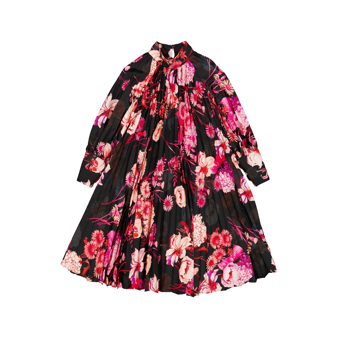 CHRISTINA ROHDE BLACK/HOT PINK FLOWER PRINT DRESS [FINAL SALE]