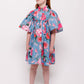 CHRISTINA ROHDE BLUE/PINK FLORAL FLUTTER SLEEVE DRESS [FINAL SALE]
