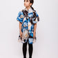 CHRISTINA ROHDE MULTI COLOR ABSTRACT PRINT PUFF SLEEVE COLLAR DRESS