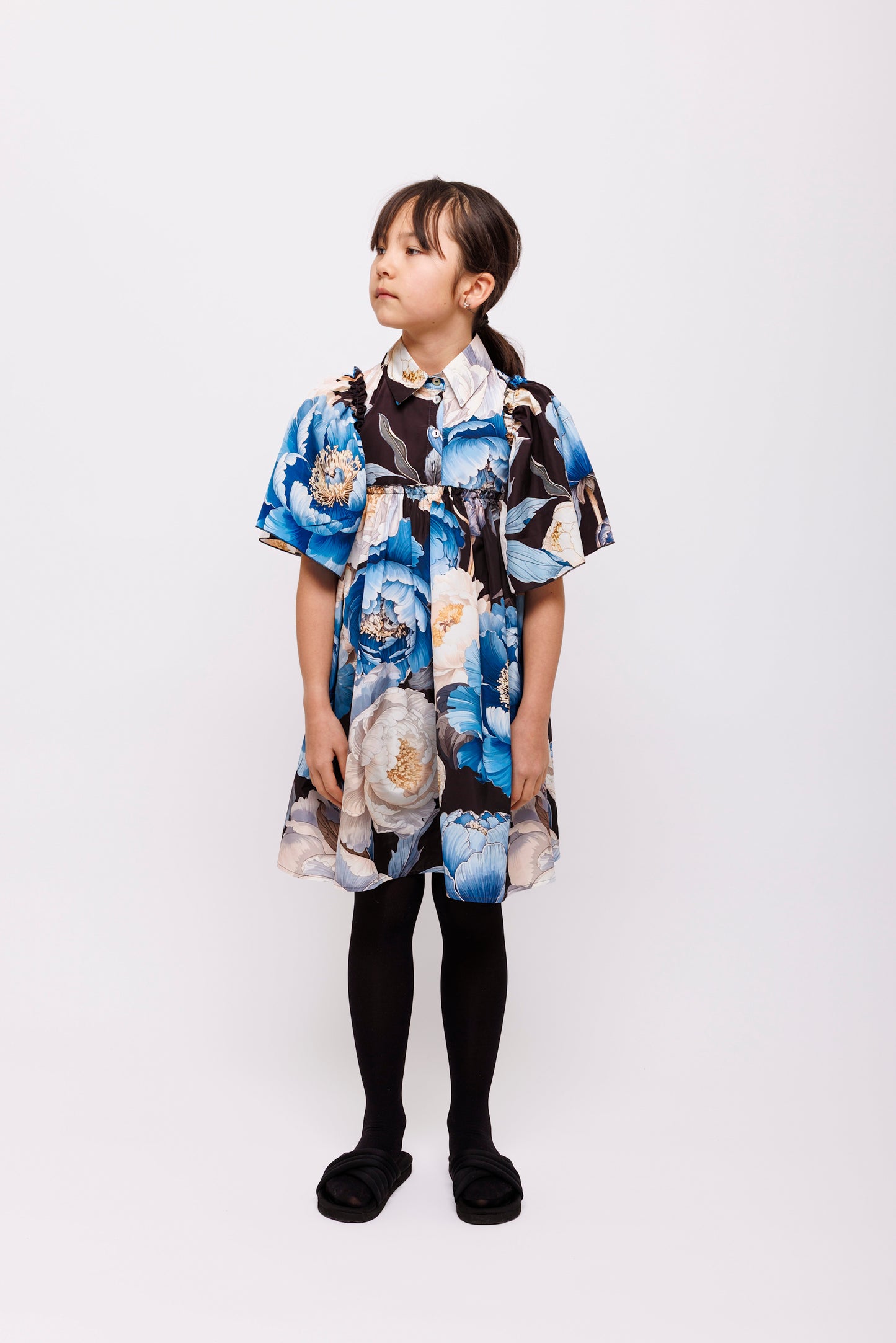 CHRISTINA ROHDE MULTI COLOR ABSTRACT PRINT PUFF SLEEVE COLLAR DRESS
