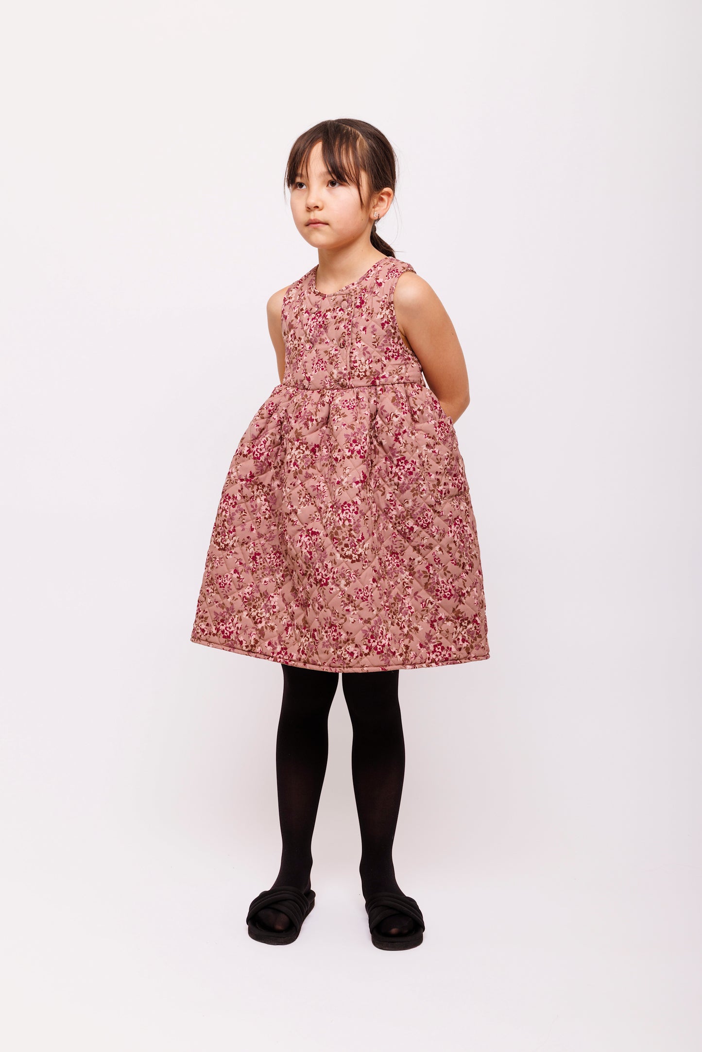 OLIVIA ROHDE BLUSH FLORAL QUILTED DRESS