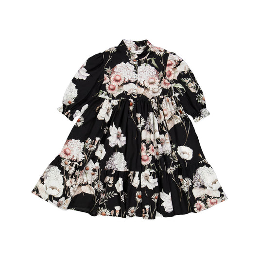 CHRISTINA ROHDE BLACK FLORAL TIERED DRESS