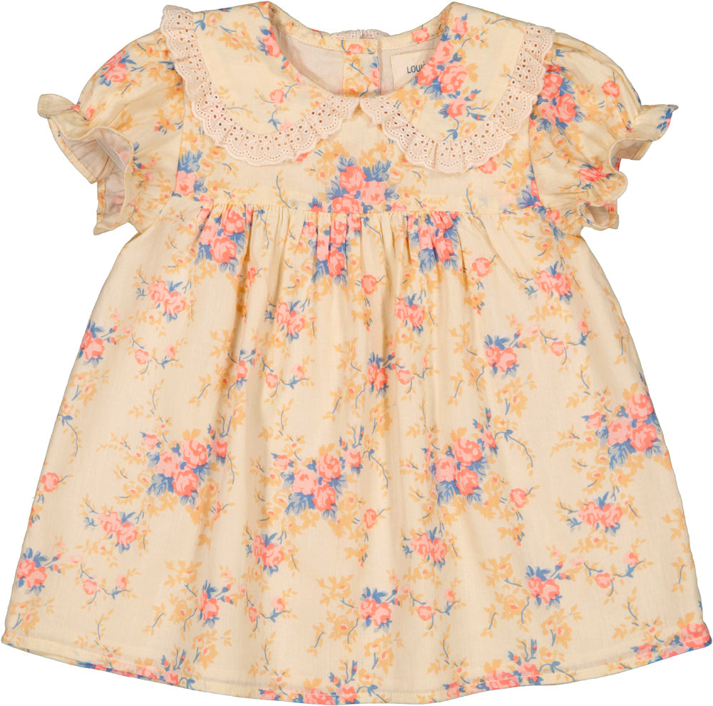 LOUIS LOUISE PEACH/PINK FLORAL COLLAR SS DRESS