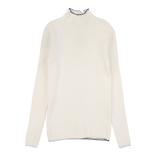 LIL LEGS CREAM SCALLOPED KNIT MOCKNECK