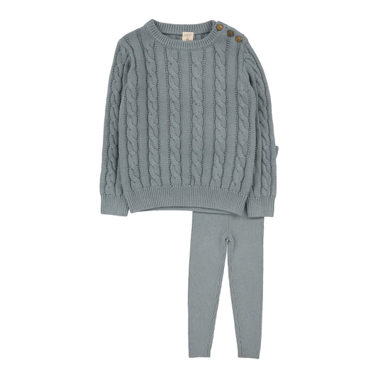 ANALOGIE DUSTY BLUE CABLE KNIT SET