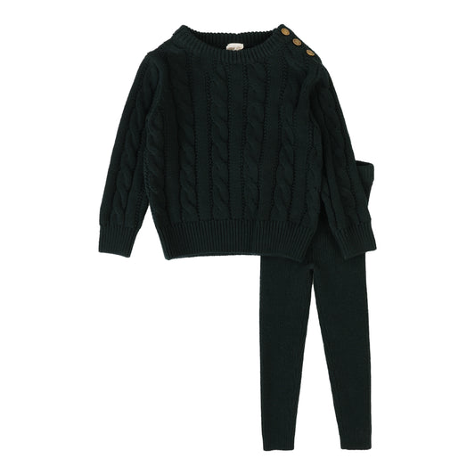 ANALOGIE HUNTER GREEN CABLE KNIT SET