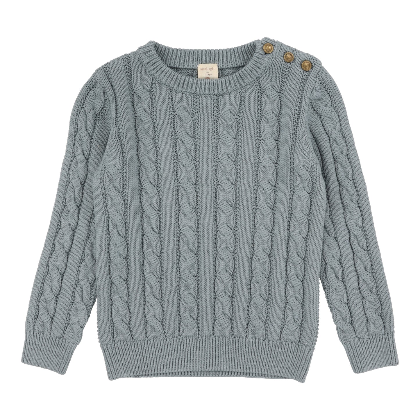 ANALOGIE DUSTY BLUE CABLE KNIT SWEATER
