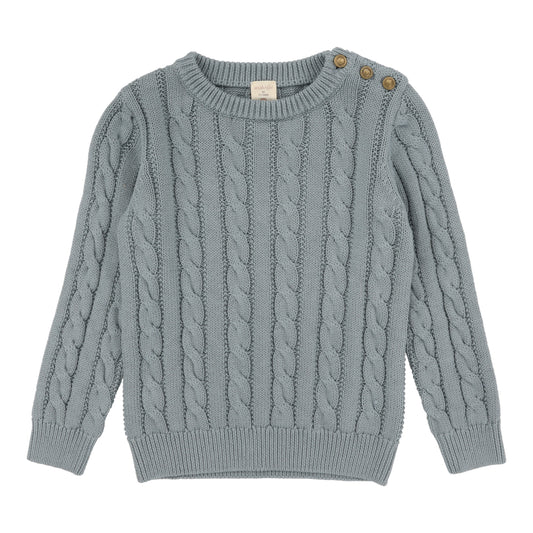 ANALOGIE DUSTY BLUE CABLE KNIT SWEATER