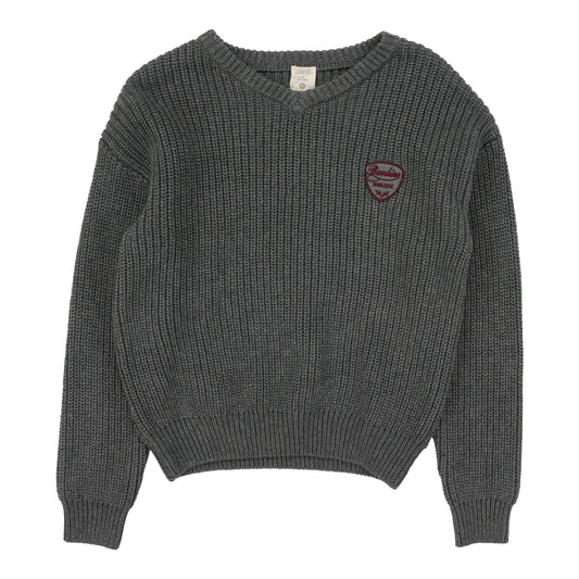 ANALOGIE MID GREY KNIT VNECK SWEATER