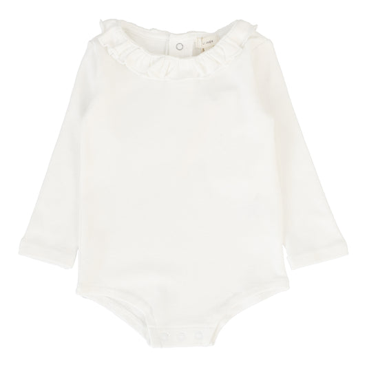 LIL LEGS OFF WHITE RUFFLE ONESIE