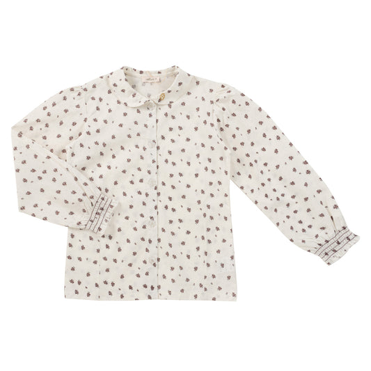 COTTIER IVORY/VOILET FLORAL BLOUSE