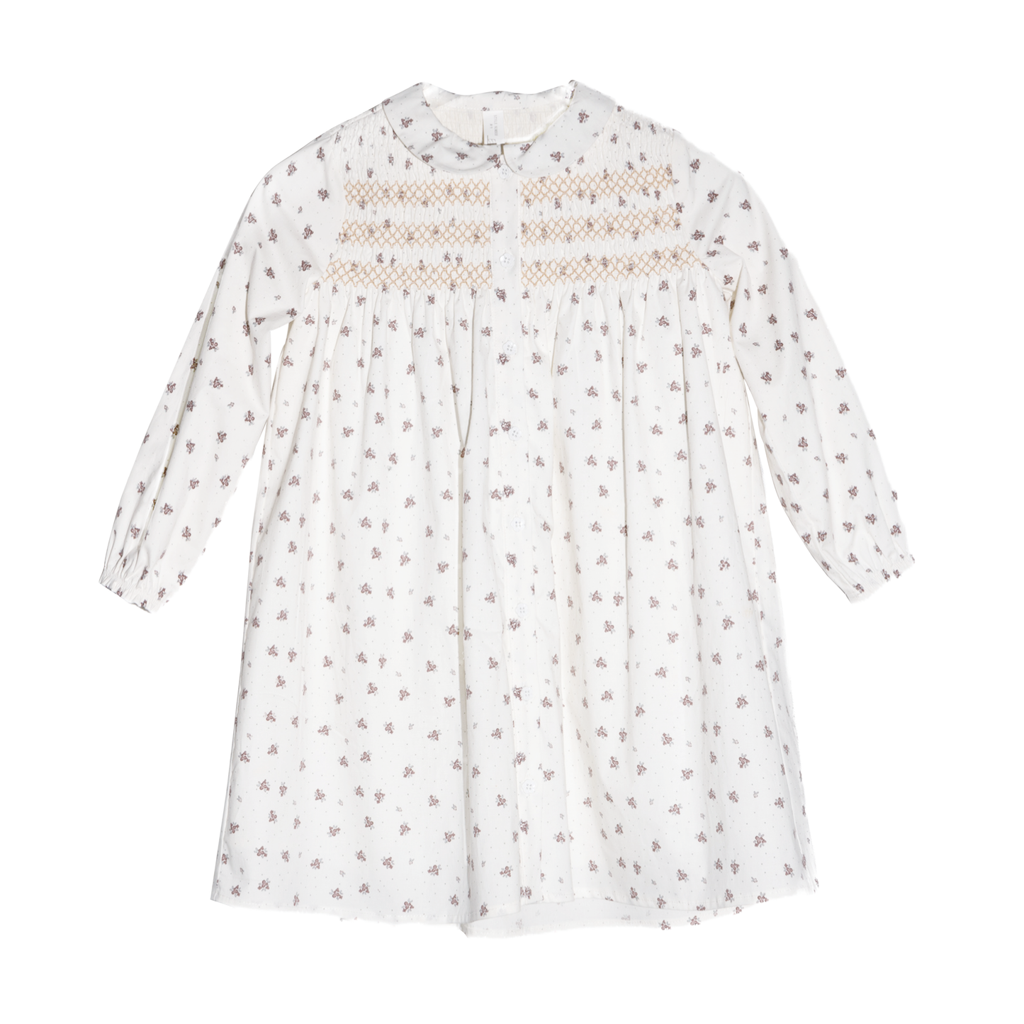 COTTIER IVORY/VOILET FLORAL SMOCKED DRESS