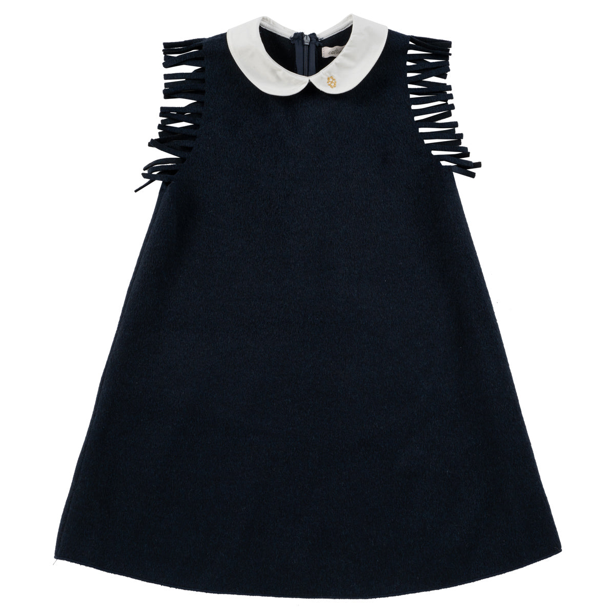 COTTIER NAVY/WHITE PETER PAN COLLAR FRINGE DRESS