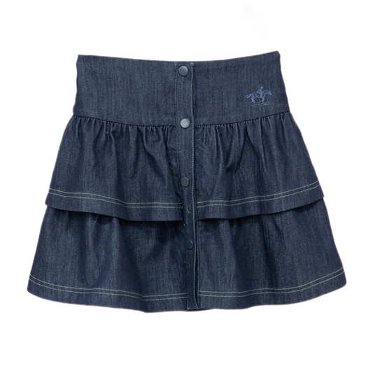 COTTIER NAVY LAYER BUTTON SKIRT