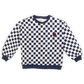 WANDER & WONDER NAVY/CREAM CHECKED SWEATSHIRT