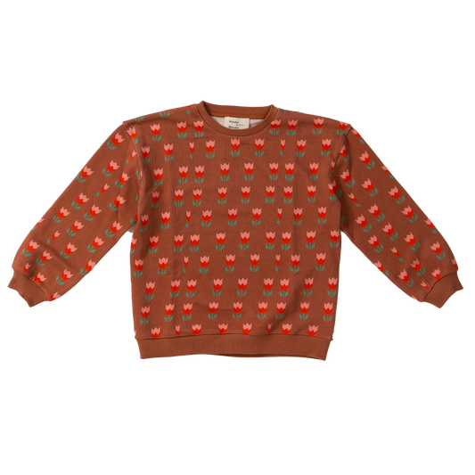 WANDER & WONDER ORANGE FLORAL SWEATSHIRT
