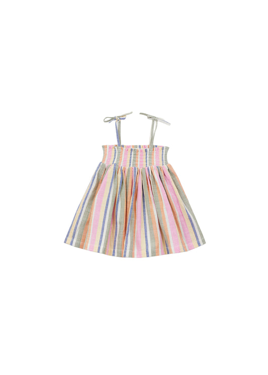 ARSENE & LES PIPELETTES MULTI COLOR STRIPE SMOCKED JUMPER