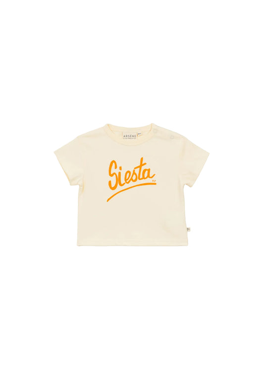 ARSENE & LES PIPELETTES CREAM/ORANGE WORDED GRAPHIC TEE