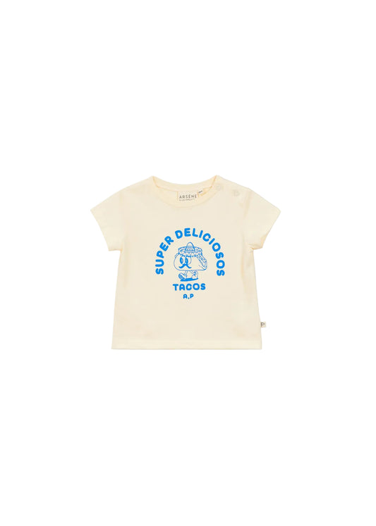 ARSENE & LES PIPELETTES CREAM/BLUE TACO GRAPHIC TEE