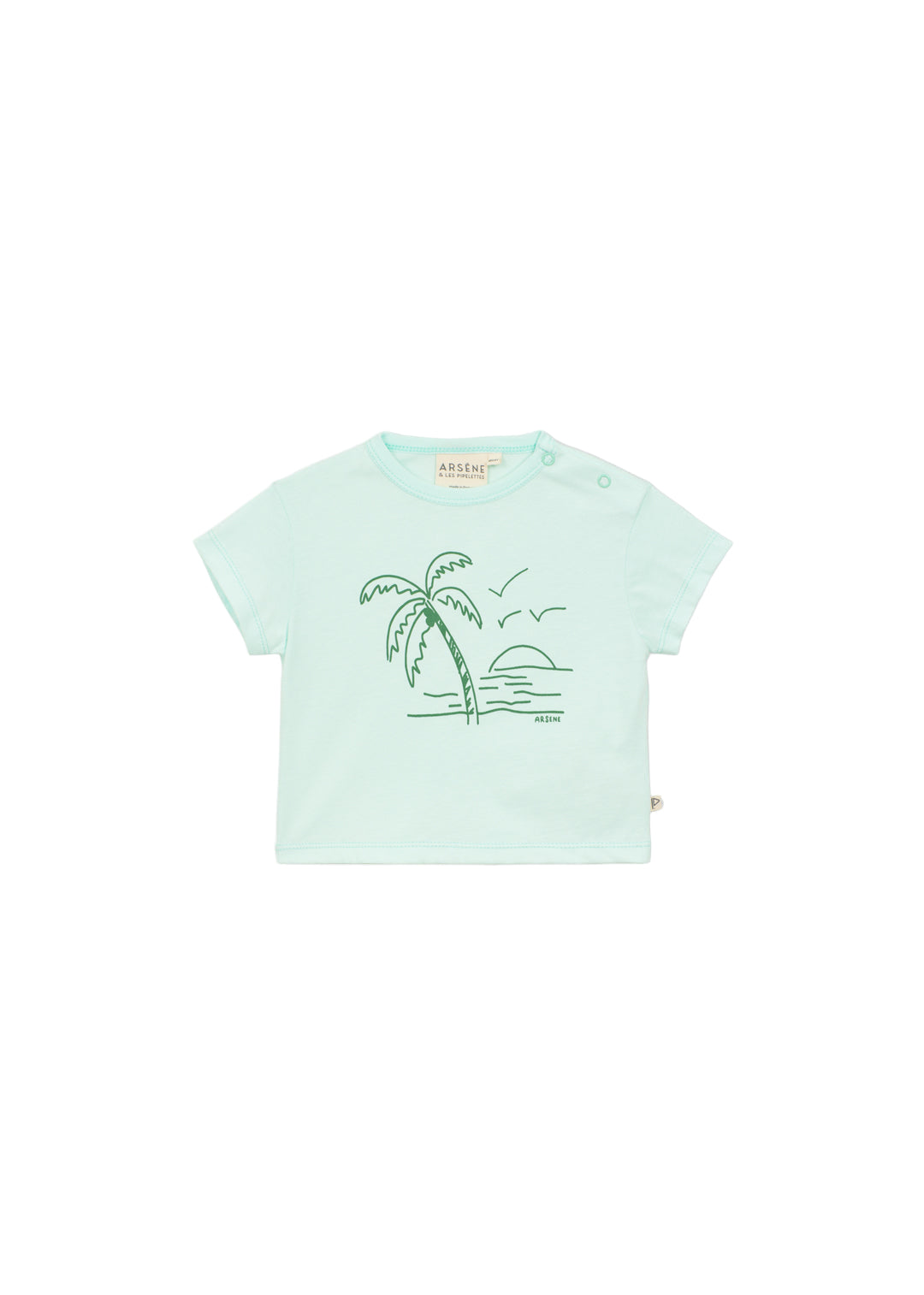 ARSENE & LES PIPELETTES BLUE PALM TREE GRAPHIC TEE