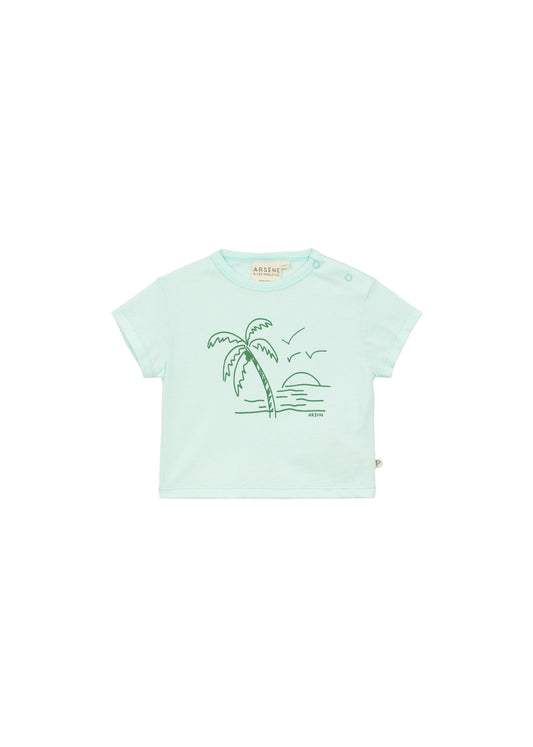 ARSENE & LES PIPELETTES BLUE PALM TREE GRAPHIC TEE