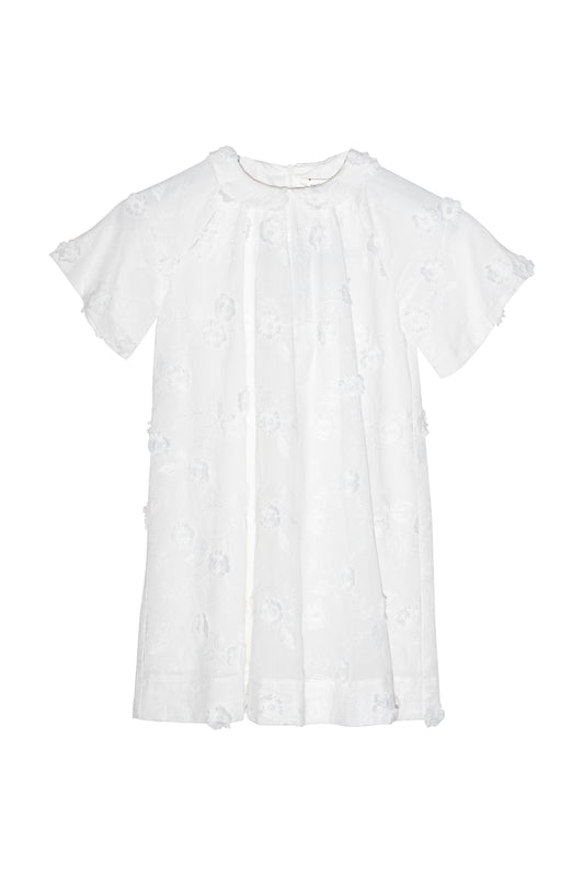 COTTIER WHITE FLOWER APPLIQUE COLLAR DRESS