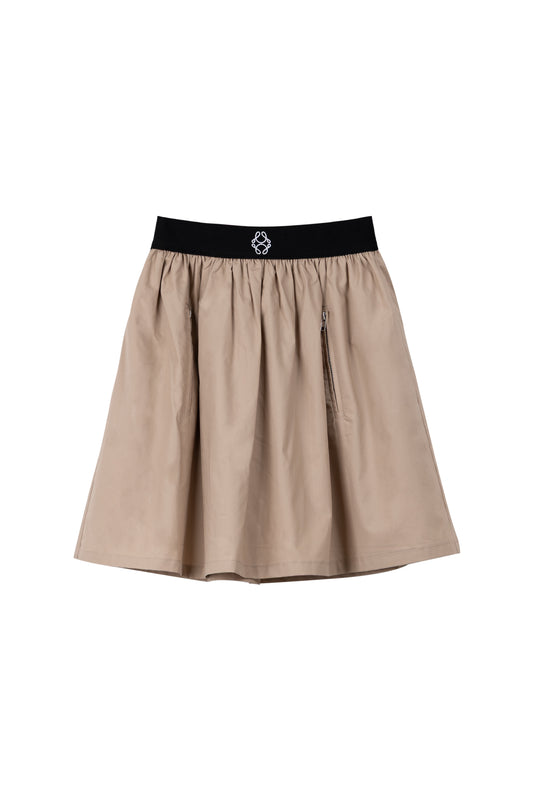 COTTIER TAUPE CONTRAST TRIM FLARE SKIRT