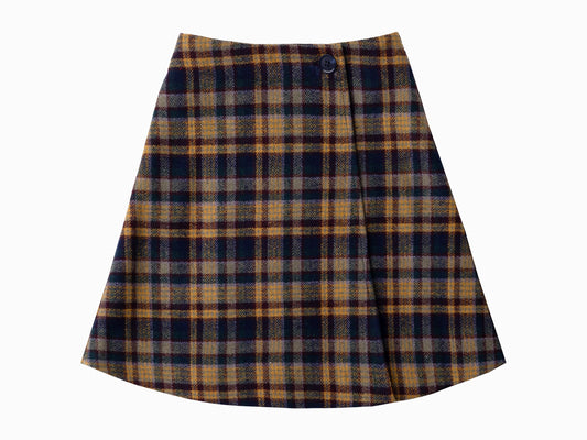 COTTIER MULTI COLOR PLAID WRAP SKIRT