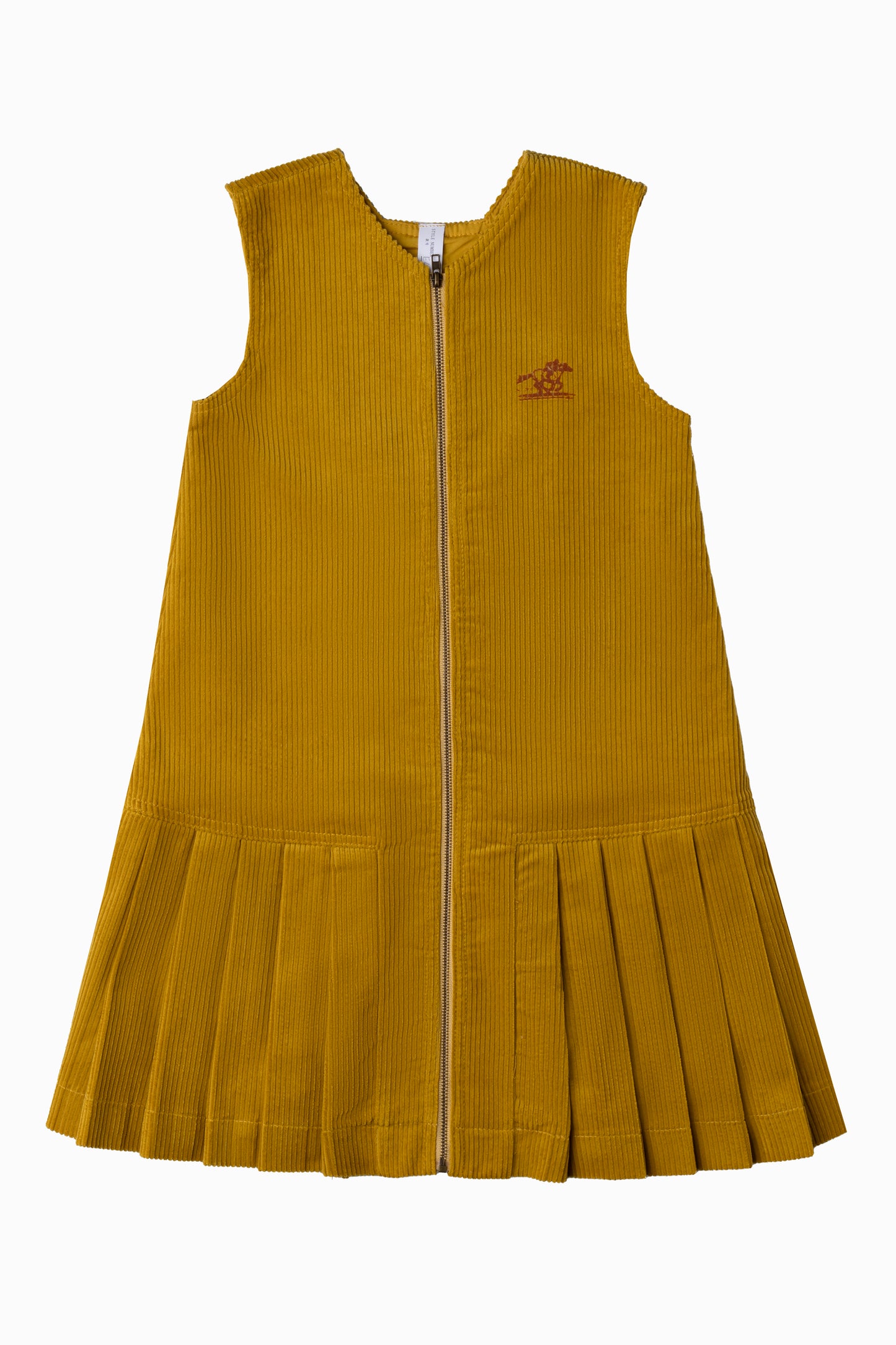 COTTIER MUSTARD CORDUROY DROP WAIST PLEAT JUMPER