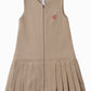 COTTIER OATMEAL CORDUROY DROP WAIST PLEAT DRESS