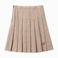 COTTIER OATMEAL CORDUROY PLEAT SKIRT