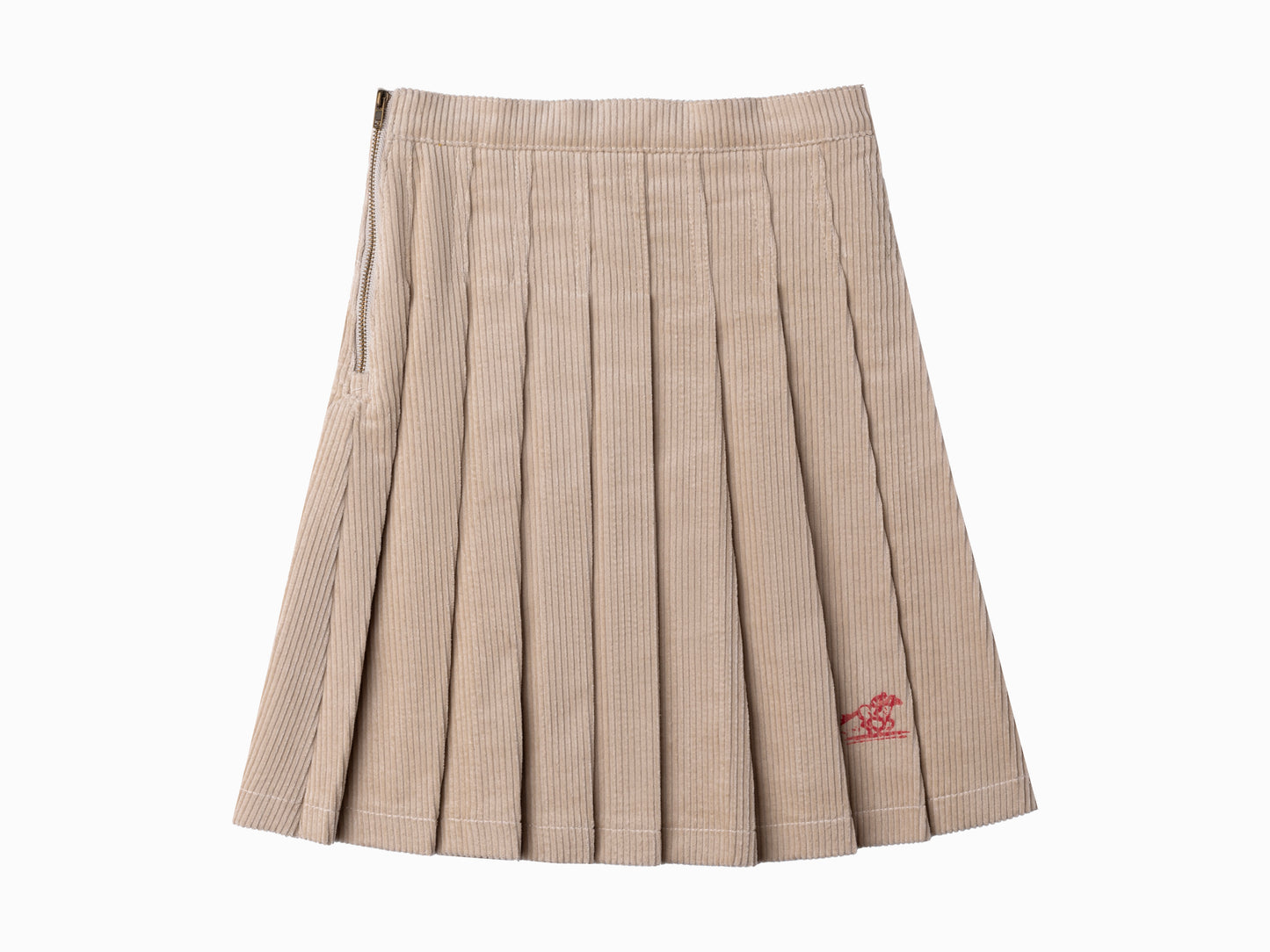 COTTIER OATMEAL CORDUROY PLEAT SKIRT