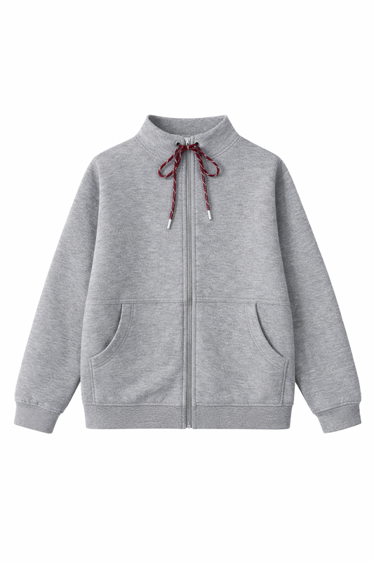 COTTIER HEATHER GREY ZIPPER SWEATSHIRT