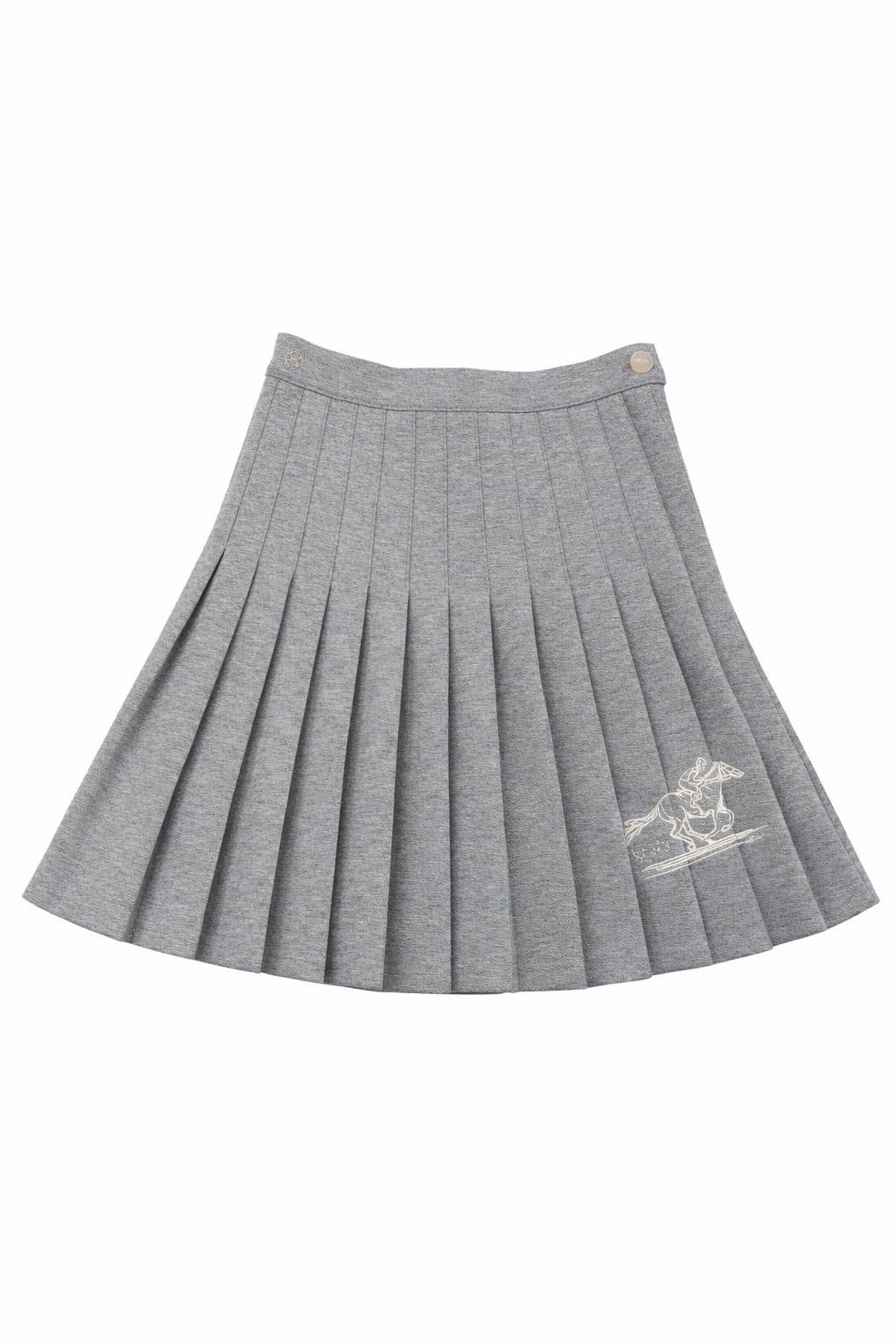 COTTIER HEATHER GREY DROP WAIST PLEAT SKIRT